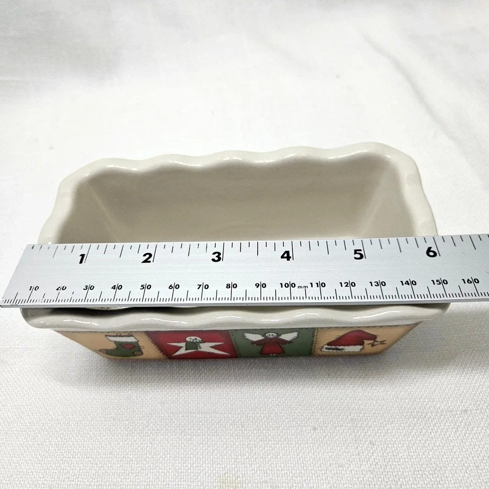 Holiday Mini Loaf Pan Set of 4 Mini Multicolor Ceramic Christmas Decor baking‎